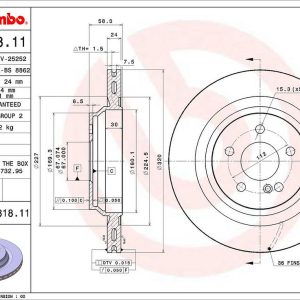 Brembo Brake Rotor, Vented, One Piece Design, Wheel Bolt Pattern 5 X 112 Millimeter – 09A81811C02