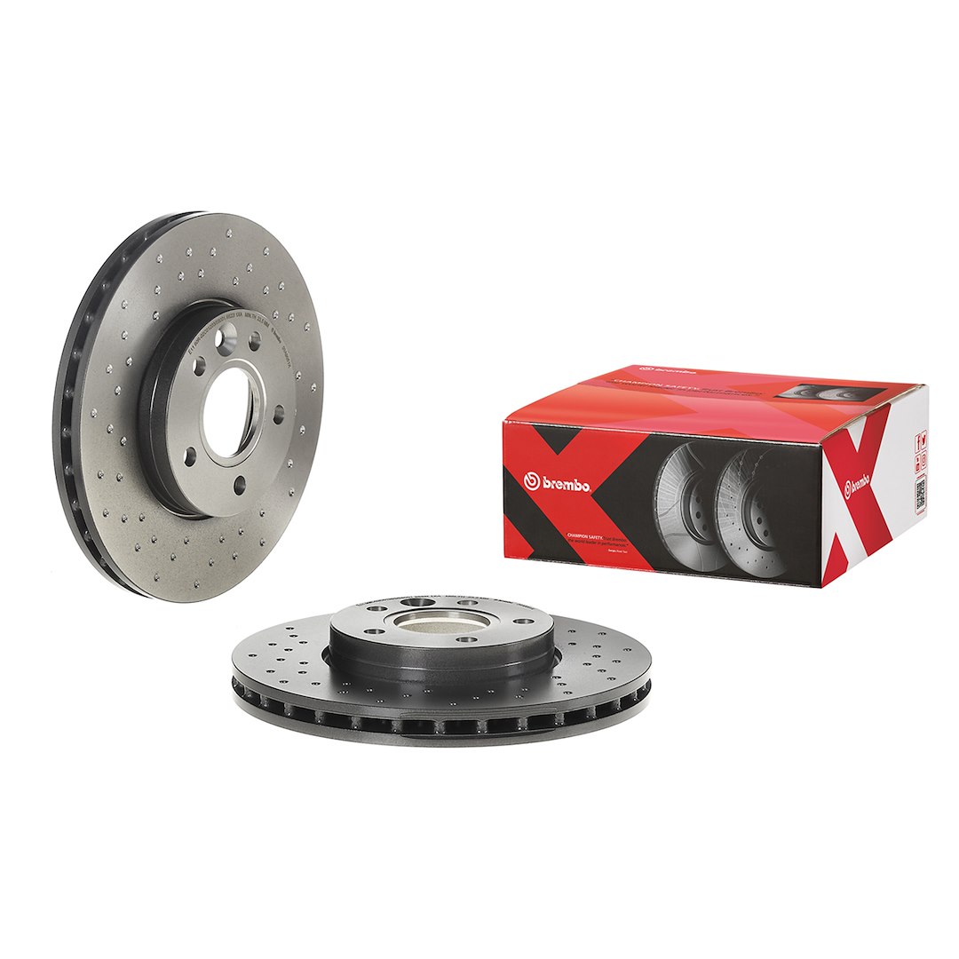 Brembo Brake Rotor, Xtra, Vented Cross Drilled, One Piece Design, Wheel Bolt Pattern 5 X 107.95 Millimeter – 09.A905.1X