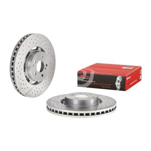 Brembo Brake Rotor, Prime, Vented, Slotted Cross Drilled, One Piece Design, Wheel Bolt Pattern 5 X 112 Millimeter – 09A94533C02