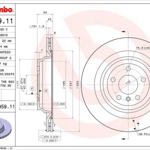 Brembo Brake Rotor, Vented, One Piece Design, Wheel Bolt Pattern 5 X 112 Millimeter – 09A95911C02
