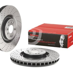 Brembo Brake Rotor, Vented Cross Drilled, One Piece Design, Wheel Bolt Pattern 5 X 112 Millimeter – 09A96021C02
