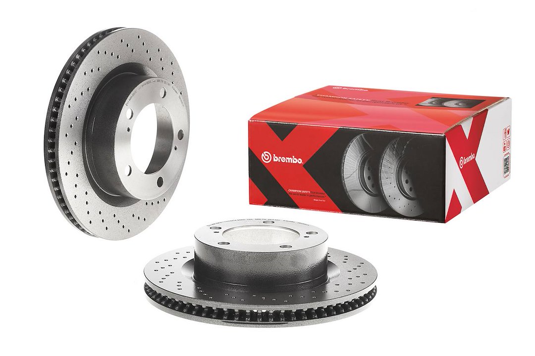 Brembo Brake Rotor, Xtra, Vented Cross Drilled, One Piece Design, Wheel Bolt Pattern 5 X 150 Millimeter – 09A9661XC02