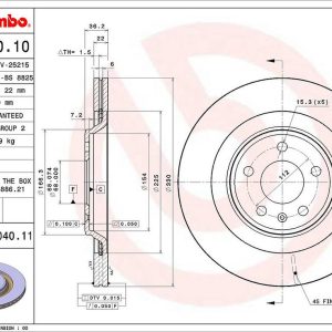 Brembo Brake Rotor, Vented, One Piece Design, Wheel Bolt Pattern 5 X 112 Millimeter – 09B04011C02
