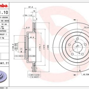 Brembo Brake Rotor, Vented, One Piece Design, Wheel Bolt Pattern 5 X 100 Millimeter – 09B04111C02