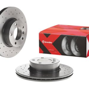 Brembo Brake Rotor, Xtra, Vented Cross Drilled, One Piece Design, Wheel Bolt Pattern 5 X 120 Millimeter – 09B3372XC02