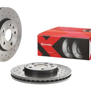 Brembo Brake Rotor, Xtra, Vented Cross Drilled, One Piece Design, Wheel Bolt Pattern 5 X 105 Millimeter – 09B3551XC02