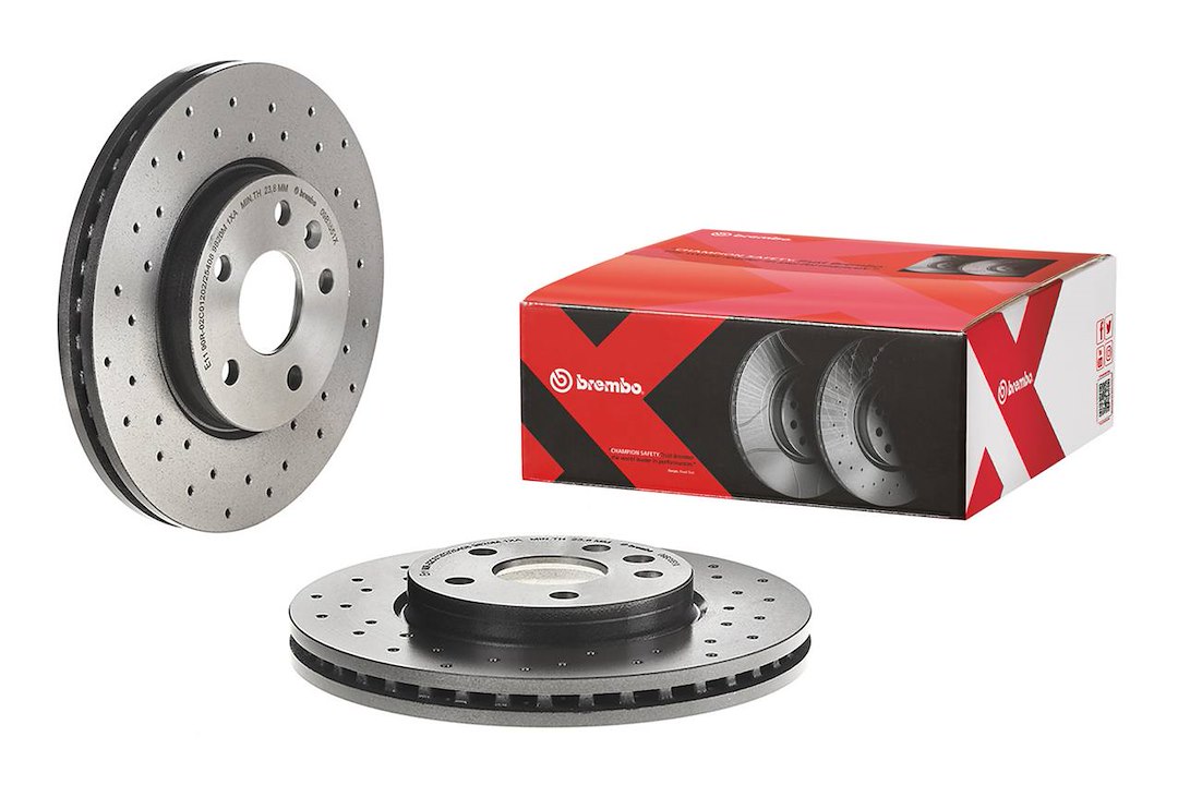 Brembo Brake Rotor, Xtra, Vented Cross Drilled, One Piece Design, Wheel Bolt Pattern 5 X 105 Millimeter – 09B3551XC02