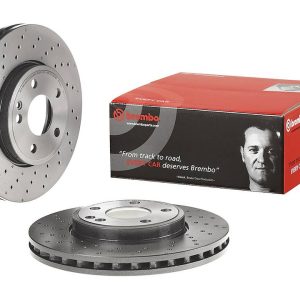 Brembo Brake Rotor, Vented Cross Drilled, One Piece Design, Wheel Bolt Pattern 5 X 112 Millimeter – 09B43651C02