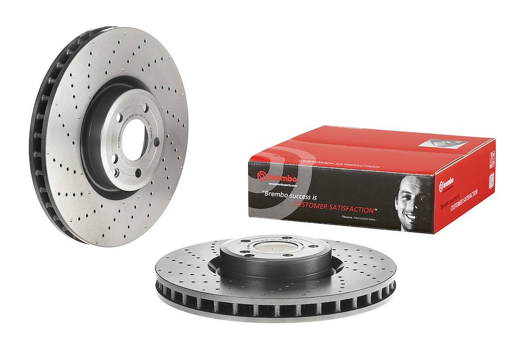 Brembo Brake Rotor, Vented Cross Drilled, One Piece Design, Wheel Bolt Pattern 5 X 112 Millimeter – 09B47411C02