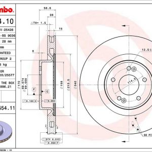Brembo Brake Rotor, Vented, One Piece Design, Wheel Bolt Pattern 5 X 114.3 Millimeter – 09B55411C02