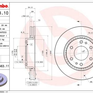 Brembo Brake Rotor, Vented, One Piece Design, Wheel Bolt Pattern 6 X 127 Millimeter – 09B56311C02