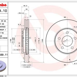 Brembo Brake Rotor, Vented, One Piece Design, Wheel Bolt Pattern 5 X 114.3 Millimeter – 09B58911C02
