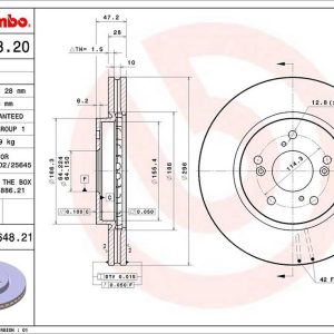 Brembo Brake Rotor, Vented, One Piece Design, Wheel Bolt Pattern 5 X 114.3 Millimeter – 09B64821C02