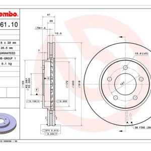 Brembo Brake Rotor, Vented, One Piece Design, Wheel Bolt Pattern 5 X 127 Millimeter – 09B66110C02
