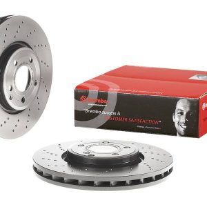 Brembo Brake Rotor, Vented Cross Drilled, One Piece Design, Wheel Bolt Pattern 5 X 112 Millimeter – 09B74251C02