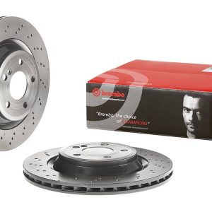 Brembo Brake Rotor, Vented Cross Drilled, One Piece Design, Wheel Bolt Pattern 5 X 112 Millimeter – 09B74351C02