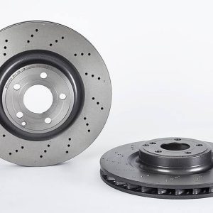 Brembo Brake Rotor, Vented Cross Drilled, One Piece Design, Wheel Bolt Pattern 5 X 112 Millimeter – 09B74451C02