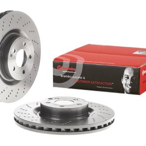 Brembo Brake Rotor, Vented Cross Drilled, One Piece Design, Wheel Bolt Pattern 5 X 112 Millimeter – 09B74651C02
