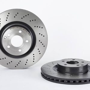 Brembo Brake Rotor, Vented Cross Drilled, One Piece Design, Wheel Bolt Pattern 5 X 112 Millimeter – 09B74661C02