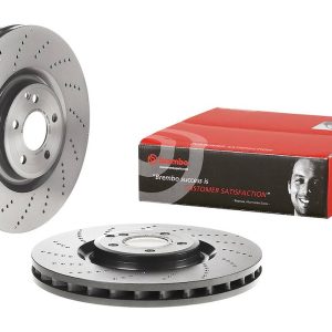 Brembo Brake Rotor, Vented Cross Drilled, One Piece Design, Wheel Bolt Pattern 5 X 112 Millimeter – 09B74751C02