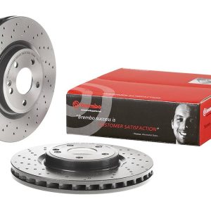 Brembo Brake Rotor, Vented Cross Drilled, One Piece Design, Wheel Bolt Pattern 5 X 112 Millimeter – 09B80751C02