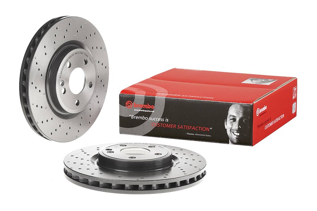 Brembo Brake Rotor, Vented Cross Drilled, One Piece Design, Wheel Bolt Pattern 5 X 112 Millimeter – 09B80751C02