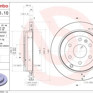 Brembo Brake Rotor, Prime, Vented, One Piece Design, Wheel Bolt Pattern 6 X 132 Millimeter – 09C02010C02