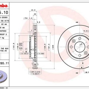 Brembo Brake Rotor, Vented, One Piece Design, Wheel Bolt Pattern 4 X 100 Millimeter – 09C28511C02