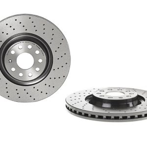 Brembo Brake Rotor, Xtra, Vented Cross Drilled, One Piece Design, Wheel Bolt Pattern 9 X 112 Millimeter – 09C3061XC02