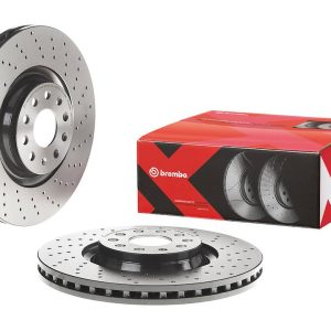 Brembo Brake Rotor, Xtra, Vented Cross Drilled, One Piece Design, Wheel Bolt Pattern 9 X 112 Millimeter – 09C3061XC02