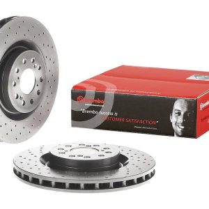 Brembo Brake Rotor, Vented Cross Drilled, One Piece Design, Wheel Bolt Pattern 5 X 120 Millimeter – 09C33811C02