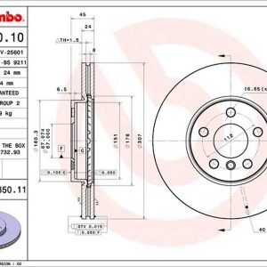Brembo Brake Rotor, Vented, One Piece Design, Wheel Bolt Pattern 5 X 112 Millimeter – 09C35011C02