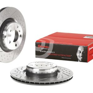 Brembo Brake Rotor, Vented Cross Drilled, One Piece Design, Wheel Bolt Pattern 5 X 120 Millimeter – 09C40013C02