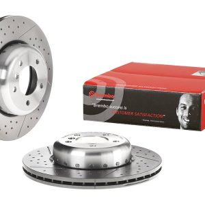 Brembo Brake Rotor, Vented Cross Drilled, One Piece Design, Wheel Bolt Pattern 5 X 120 Millimeter – 09C42013C02