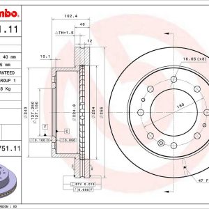 Brembo Brake Rotor, Vented, One Piece Design, Wheel Bolt Pattern 8 X 180 Millimeter – 09C75110C02