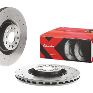 Brembo Brake Rotor, Xtra, Vented Cross Drilled, One Piece Design, Wheel Bolt Pattern 9 X 112 Millimeter – 09C8921XC02