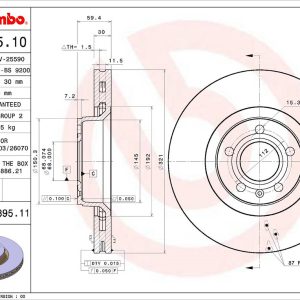 Brembo Brake Rotor, Vented, One Piece Design, Wheel Bolt Pattern 5 X 112 Millimeter – 09C89511C02