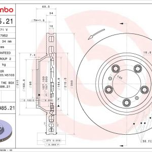 Brembo Brake Rotor, Prime, Vented, One Piece Design, Wheel Bolt Pattern 5 X 130 Millimeter – 09C98521C02