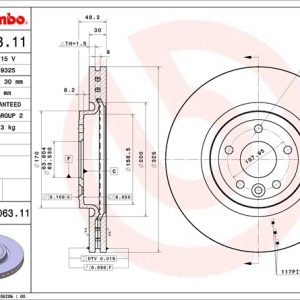 Brembo Brake Rotor, Vented, One Piece Design, Wheel Bolt Pattern 5 X 107.95 Millimeter – 09D06311C02