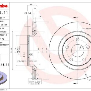 Brembo Brake Rotor, Vented, One Piece Design, Wheel Bolt Pattern 5 X 127 Millimeter – 09D44411C02