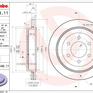 Brembo Brake Rotor, Vented, One Piece Design, Wheel Bolt Pattern 6 X 135 Millimeter – 09D44811C02