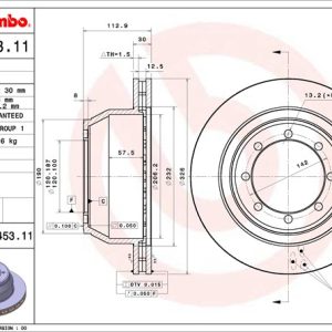 Brembo Brake Rotor, Vented, One Piece Design, Wheel Bolt Pattern 8 X 142 Millimeter – 09D45310C02