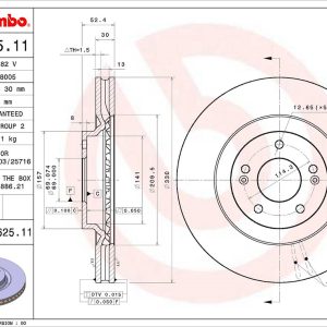 Brembo Brake Rotor, Vented, One Piece Design, Wheel Bolt Pattern 5 X 114.3 Millimeter – 09D62511C02