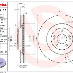 Brembo Brake Rotor, Vented, One Piece Design, Wheel Bolt Pattern 5 X 114.3 Millimeter – 09D62611C02