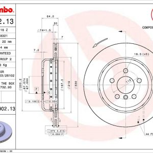 Brembo Brake Rotor, Vented, One Piece Design, Wheel Bolt Pattern 5 X 112 Millimeter – 09D90213C02