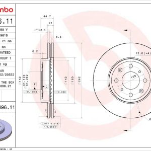 Brembo Brake Rotor, Prime, Vented, One Piece Design, Wheel Bolt Pattern 4 X 100 Millimeter – 09E49611C02
