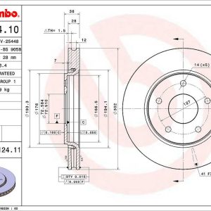 Brembo Brake Rotor, Vented, One Piece Design, Wheel Bolt Pattern 5 X 127 Millimeter – 09N12411C02