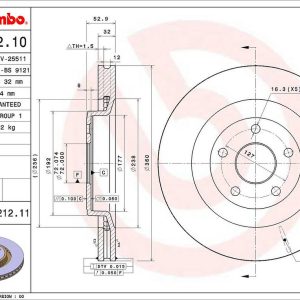 Brembo Brake Rotor, Vented, One Piece Design, Wheel Bolt Pattern 5 X 127 Millimeter – 09N21211C02