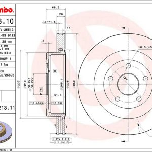 Brembo Brake Rotor, Vented, One Piece Design, Wheel Bolt Pattern 5 X 127 Millimeter – 09N21311C02