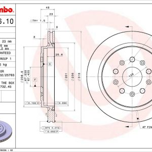 Brembo Brake Rotor, Vented, One Piece Design, Wheel Bolt Pattern 5 X 120 Millimeter – 09N28611C02